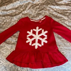 Little girls, Soft, red snowflake shirt.